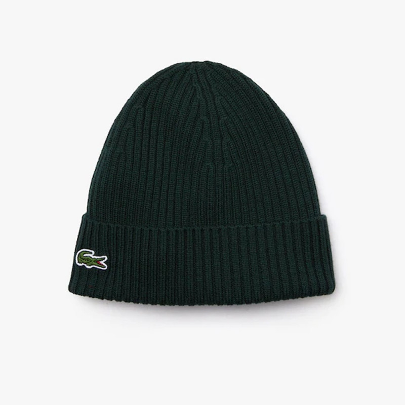 Bonnet côtelé Lacoste en laine unie