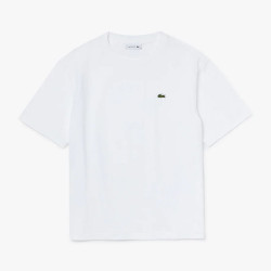 T-shirt Lacoste à col rond en coton Premium Blanc