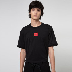 T-shirt Hugo Boss Diragolino 212 Regular Fit en coton avec étiquette logo rouge