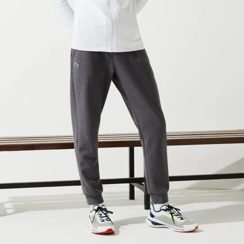Pantalon de jogging Lacoste uni avec empiècements en mesh Gris