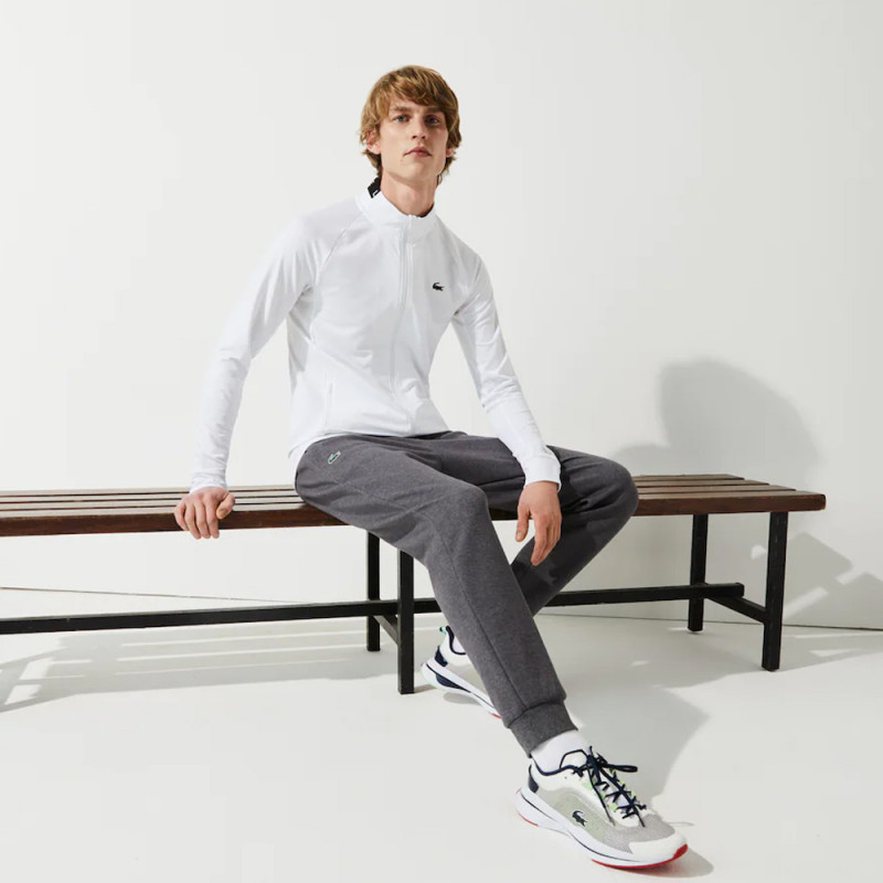 Pantalon de jogging Lacoste uni avec empiècements en mesh Gris