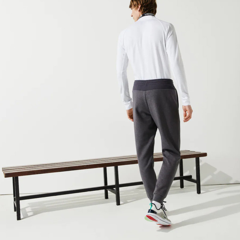Pantalon de jogging Lacoste uni avec empiècements en mesh Gris