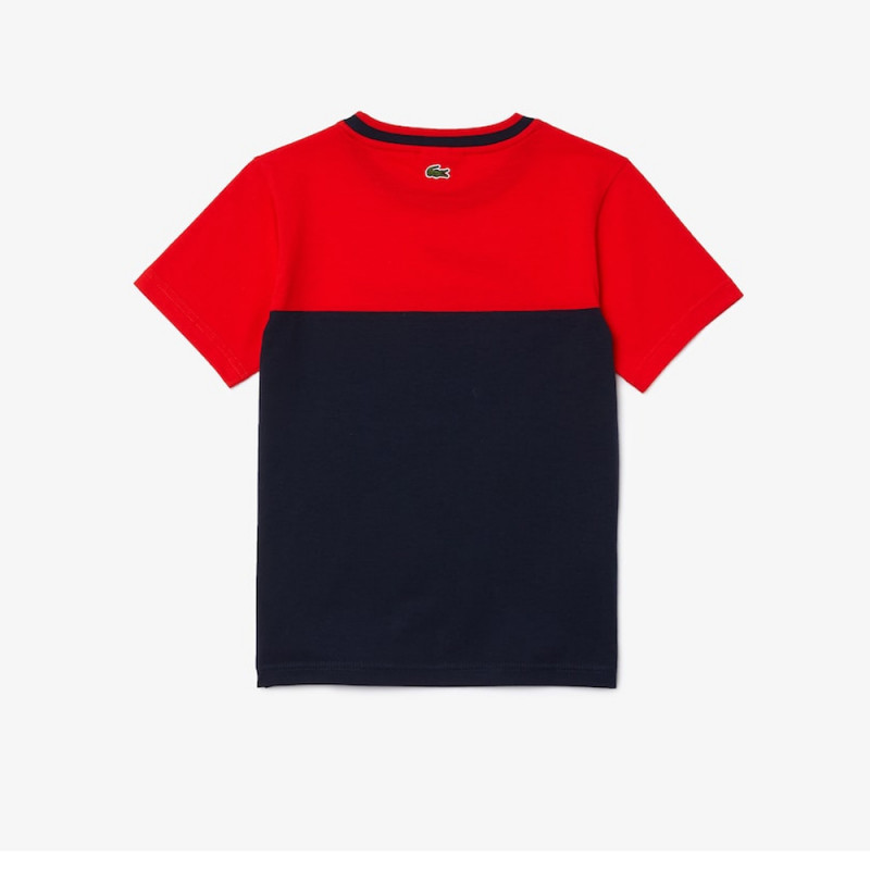 T Shirt Lacoste Garcon A Col Rond En Coton Bicolore Chez Dm Sports