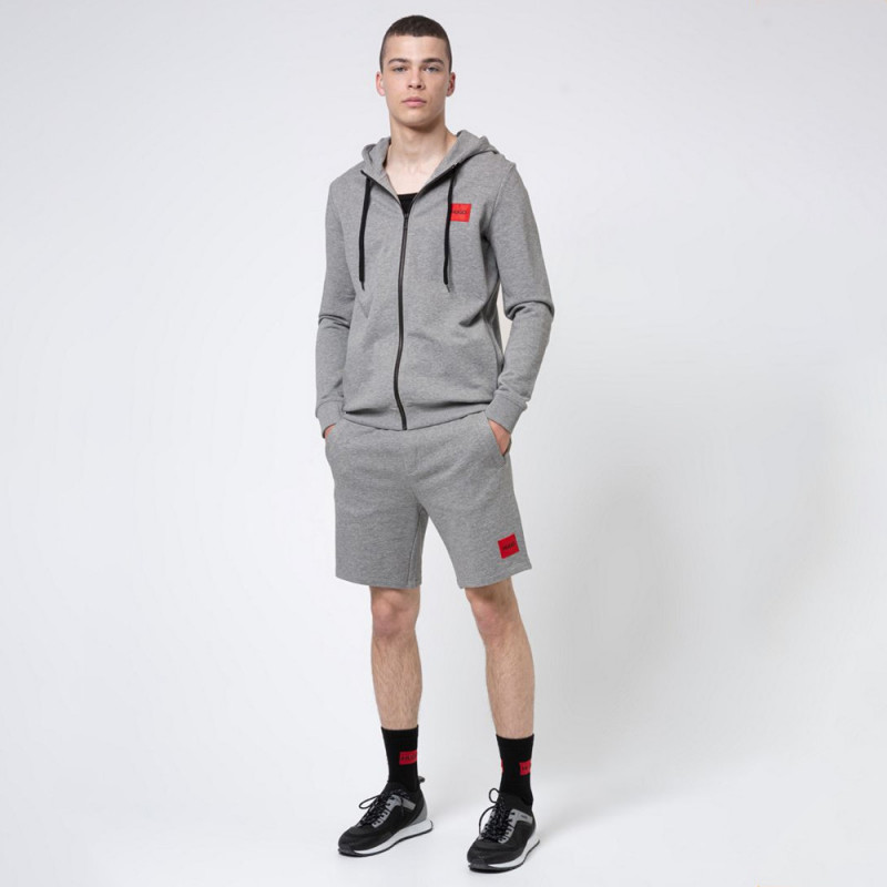 Short Hugo Boss Diz212 Fit en coton avec étiquette logo Gris