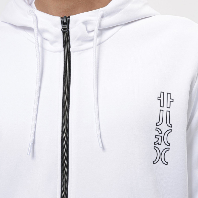 Sweat à capuche HUGO Deerio en coton biologique et logos revisités