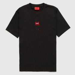 T-shirt HUGO Dasabi  noir en coton lavé aux enzymes
