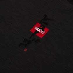 T-shirt HUGO Dasabi  noir en coton lavé aux enzymes