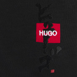 Pantalon de survêtement HUGO Dohagi  noir en molleton avec logo et motif calligraphique artistique