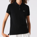 Polo Lacoste Femme Classic Fit  en coton souple Noir