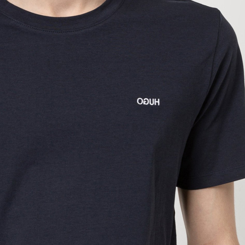 T-shirt Hugo Dero212 Bleu Marine uni en coton