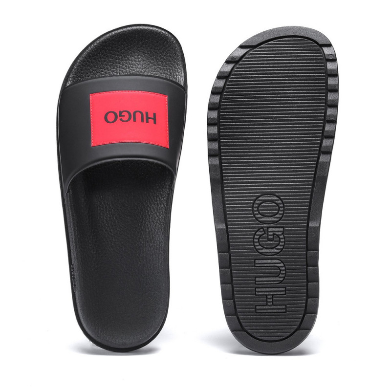 Claquettes Hugo Boss Noir étiquette logo rouge
