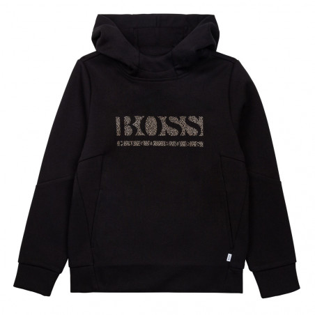 Sweat à capuche Boss noir pour enfant en vente chez DM'Sports