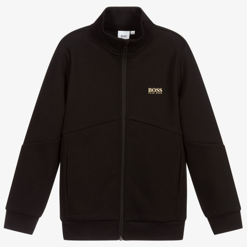 Sweat zippé noir Boss pour enfant à retrouver chez DM'Sports