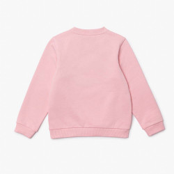 Sweatshirt à col rond Lacoste Enfant en molleton de coton brodé rose