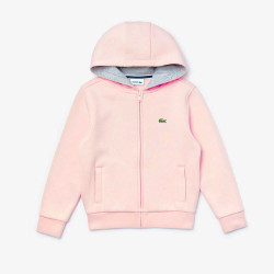 Sweatshirt zippé Lacoste SPORT pour enfant en molleton rose