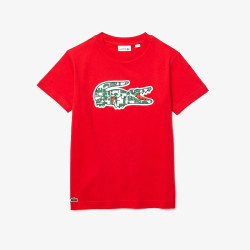 T-shirt à col rond Lacoste Enfant Héritage en coton imprimé crocodile