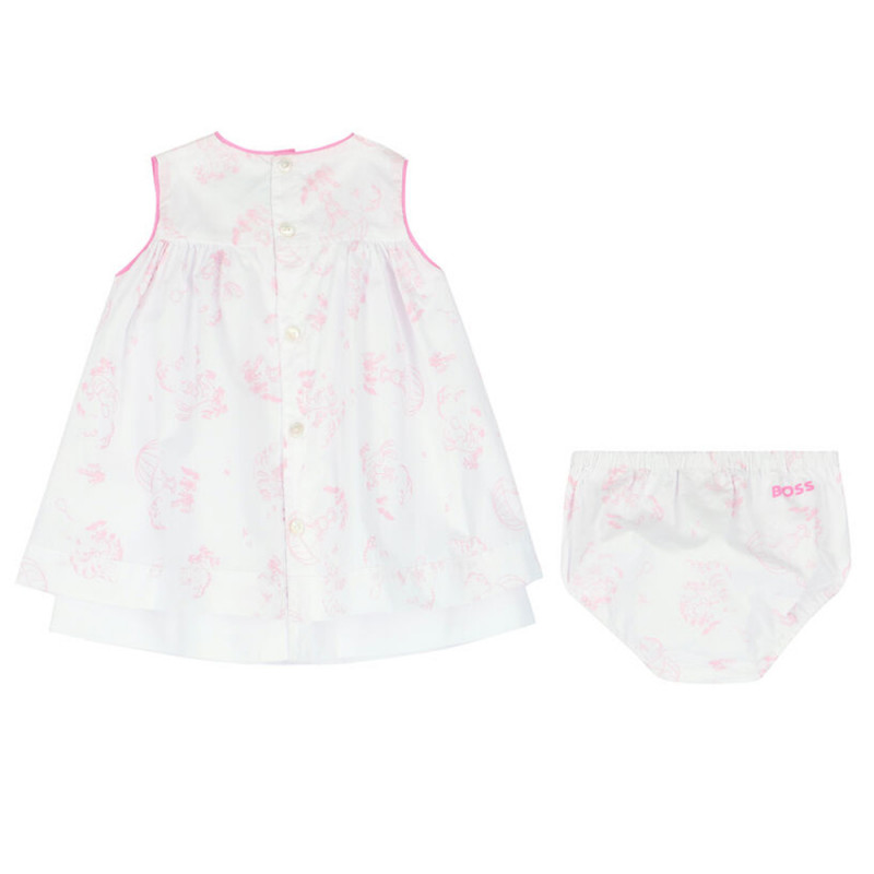 Robe blanche et rose pour bébé fille