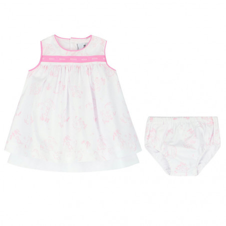 Robe blanche et rose pour bébé fille