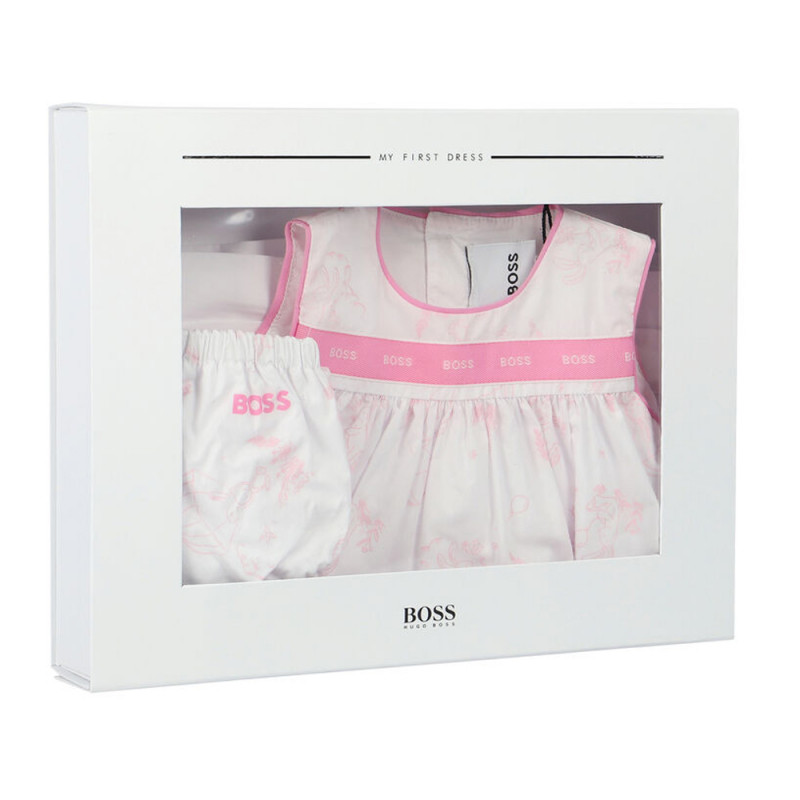 Robe blanche et rose pour bébé fille