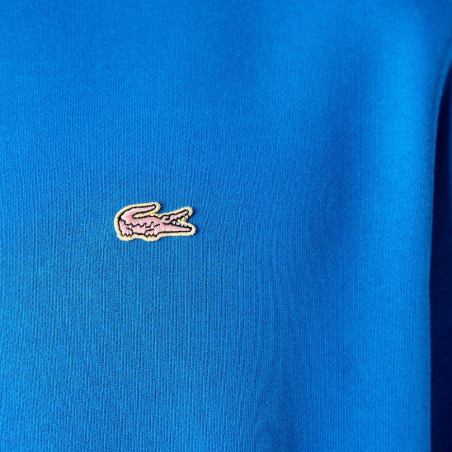 Sweatshirt à col rond unisexe Lacoste L!VE en molleton de coton BLEU