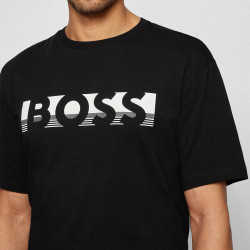 T-shirt Relaxed Fit Boss en coton avec logo color block noir pour hommes