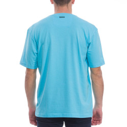 T-shirt en coton avec logo color block bleu