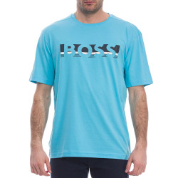 T-shirt en coton avec logo color block bleu pour homme