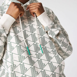 Sweatshirt à capuche unisexe Lacoste L!VE loose fit monogramme pour chez DM'Sports