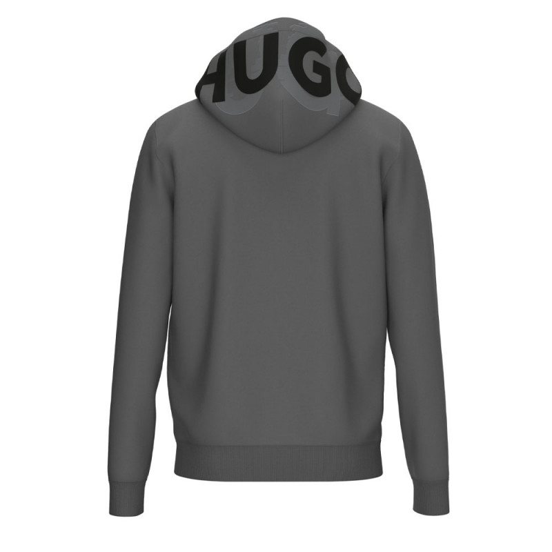 Sweat à capuche zippé Hugo en molleton de coton avec logos dos