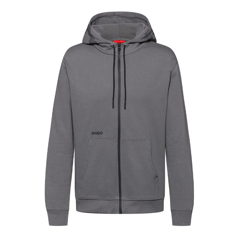 Sweat à capuche zippé Hugo en molleton de coton avec logos