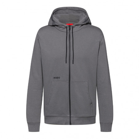 Sweat à capuche zippé Hugo en molleton de coton avec logos