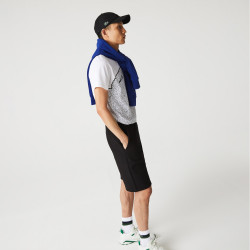SHORT LACOSTE EN COTON MÉLANGÉ STRETCH UNI NOIR