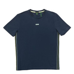 T-shirt Boss Tee-Tape Mixte en coton stretch Bleu marine à logo multicolore