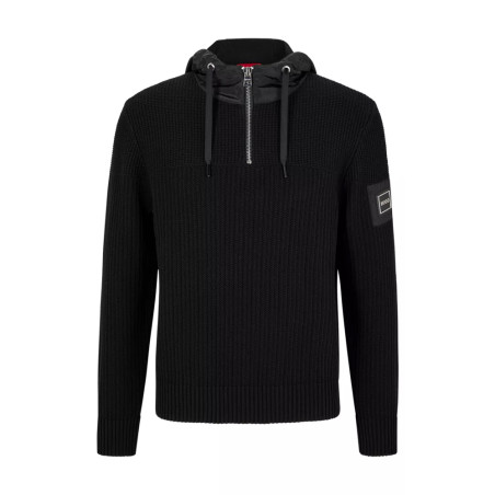 Sweat à capuche Hugo hybride à col zippé avec logo