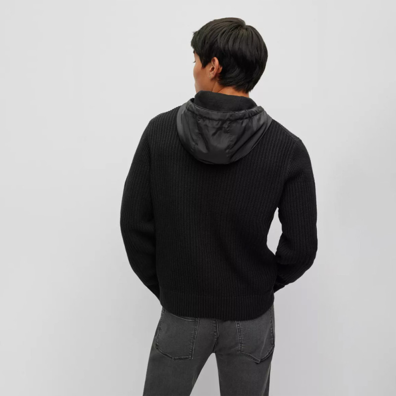 Sweat à capuche hybride à col zippé avec logo