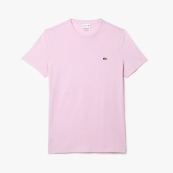 T-shirt Lacoste col rond en jersey de coton pima uni Rose
