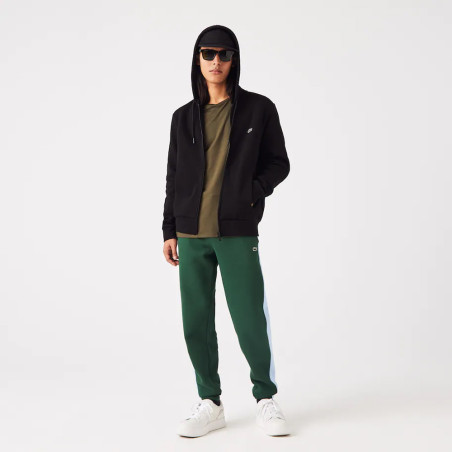 Sweatshirt zippé noir à capuche Lacoste SPORT