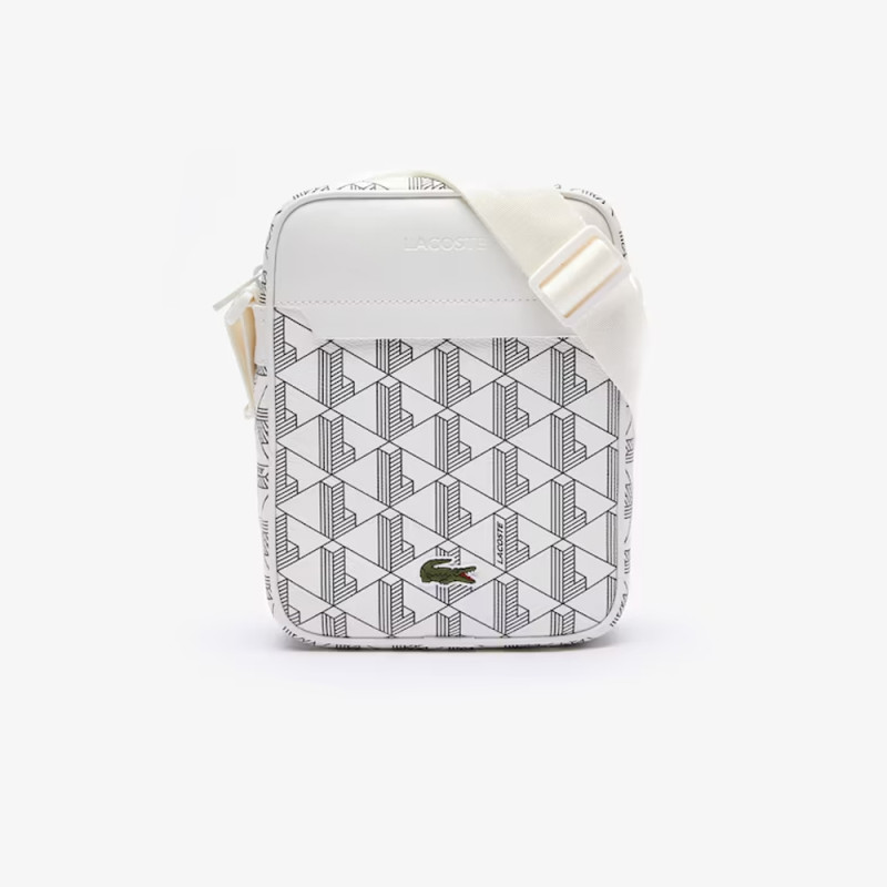 Sacoche zippée verticale Lacoste The Blend en toile monogramme