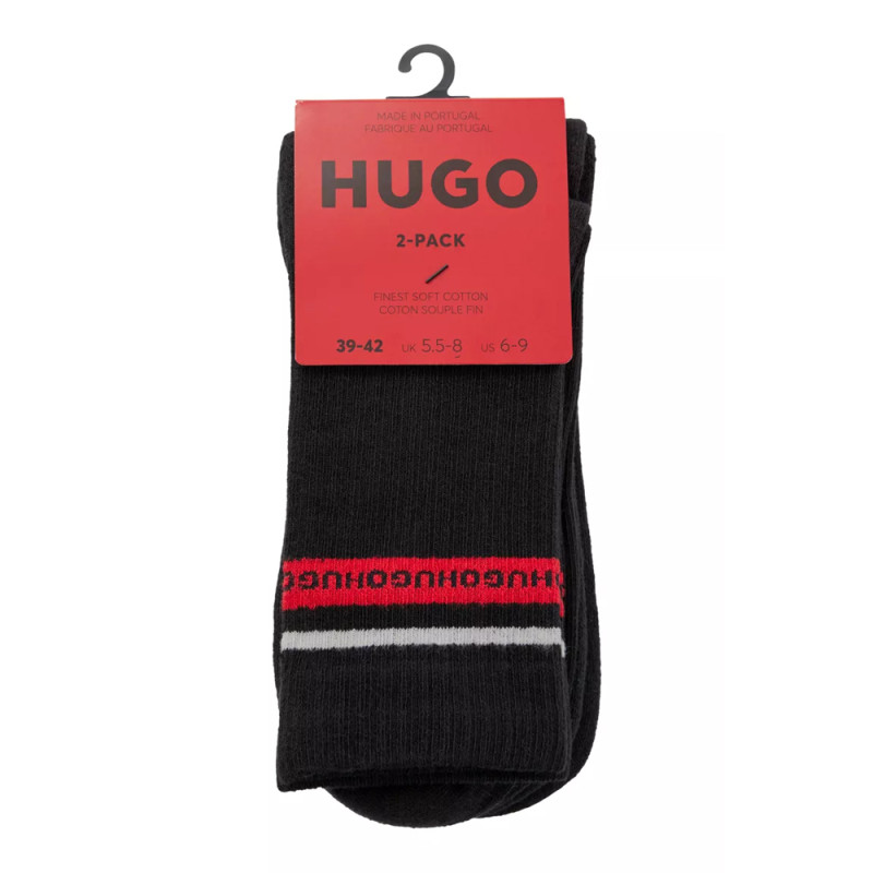 Lot de deux paires de chaussettes Hugo mi-mollet avec bande logo