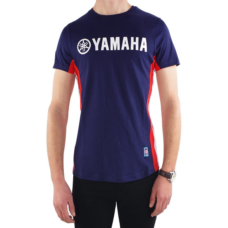 Vente tee-shirts manches courtes Yamaha bleu, blanc et rouge pas chers