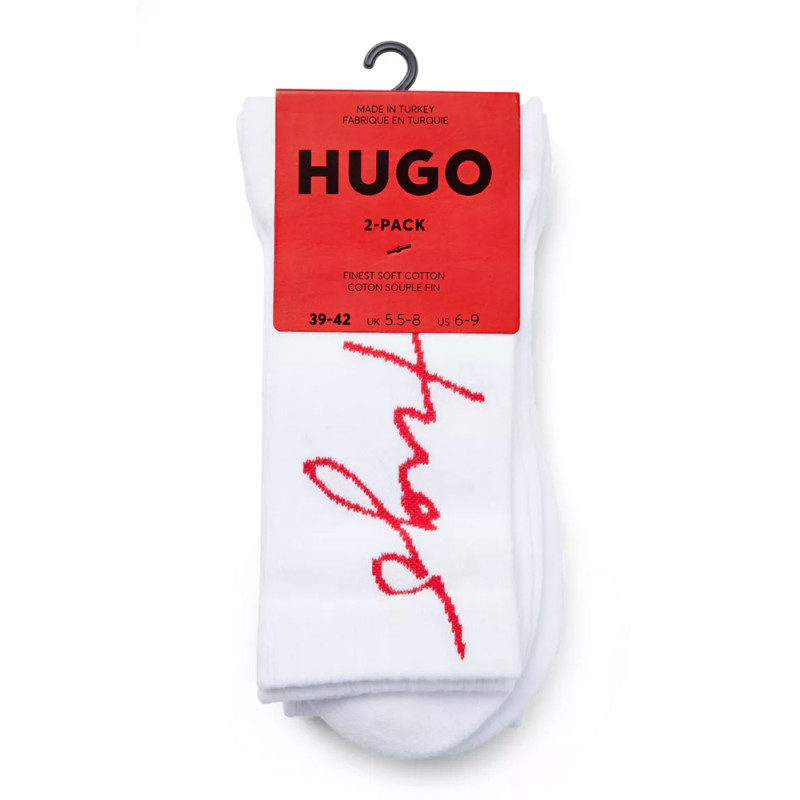 Homme Vêtements Sous-vêtements Chaussettes Lot de deux paires de chaussettes mi-mollet avec logo Coton HUGO pour homme 
