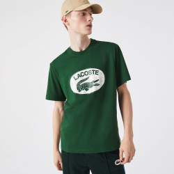 T-shirt coton vert avec logo monogramme Lacoste