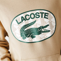 Sweatshirt beige Lacoste à capuche avec logo imprimé