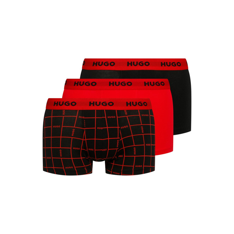 Lot de trois boxers courts en coton avec taille en logo Hugo