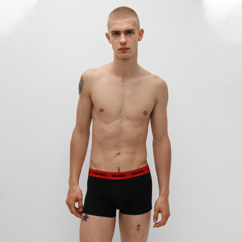 Lot de trois boxers courts en coton  Hugo modèle noir