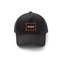 Casquette mixte HUGO noire en coton à logo encadré en rouge