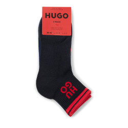 Lot de deux paires de chaussettes courtes côtelées Hugo à logo revisité