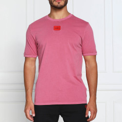 T-shirt Diragolino HUGO regular fit en coton avec étiquette logo rouge