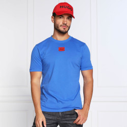 T-shirt Diragolino bleu HUGOen coton avec étiquette logo rouge