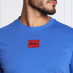 T-shirt Diragolino bleu HUGO avec étiquette logo rouge
